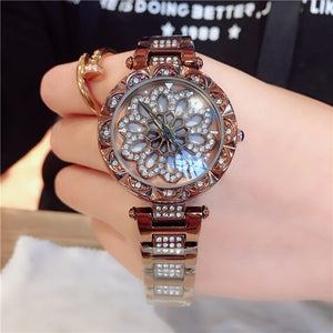 Luxury Female 360 Degree Spinning Diamond Fashion Watch